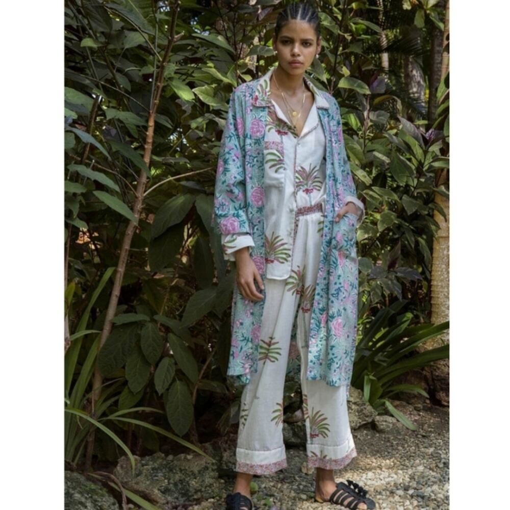 Alix of Bohemia Blue Yogi Jada Rose Kimono Robe Size Large